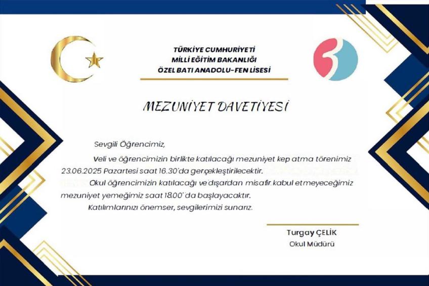 2025 MEZUNİYET - KEP ATMA DAVETİYESİ
